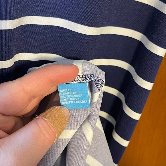 J. Mclaughlin Woman's Navy & White Striped Classic Midi Dress Size Medium - Picture 4 of 6